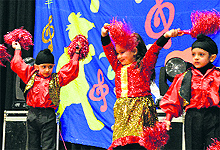 Students of Kangaroo Kids present a dance item during a cultural show in Ludhiana