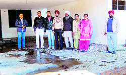Cow dung and urine spread all over the school in Amritsar on Friday. Photos: Sameer Sehgal