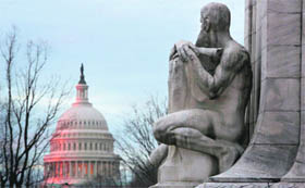 The US Capitol building seen at sunrise in Washington, D.C. The US government hurtled on Friday toward making deep spending cuts known as "sequestration" that threaten to hinder the nation's economic recovery, after Republicans and Democrats failed to agree on an alternative deficit reduction plan.