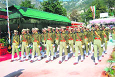 The newly inducted ITBP officers during a passing-out parade in Mussoorie on Thursday.