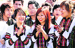 Students hailing from different parts of India in a jubilant mood