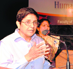 Former IPS officer Kiran Bedi addresses a seminar on human rights at the BBK DAV College for Women in Amritsar on Saturday.