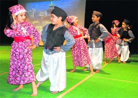Tiny tots perform during the annual day function of Shemrock Schools at Sector 1 in Panchkula on Saturday