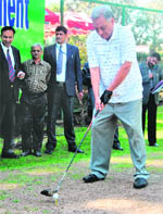 Chief Minister Vijay Bahuguna at the opening ceremony of the Sara Governor Golf Cup Tournament in Dehradun on Saturday.