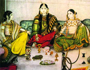 A group of courtesans; Company style, ca. 1825; San Diego Museum of Art