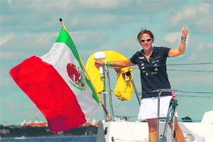 Mexican sailor Galia Moss is on a six-month solo voyage. She started on November 6, 2012 in Cancun, Quintana Roo state, Mexico. Moss is going to travel a distance of 29,000 km covering the costs of seven countries, going through South Atlantic, and then sail around southern Argentina and enter the Pacific to the north, and then conclude in the resort of Acapulco.