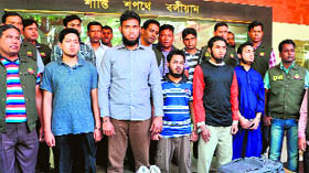 The five students arrested in connection with the murder of a blogger in Dhaka on Saturday.