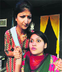 A scene from a play staged in Jammu on Sunday.