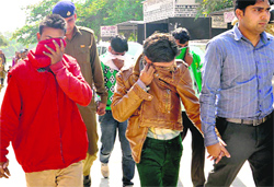The accused being taken to the Panchkula District Courts on Monday.