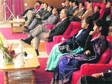 Officers of the Army and staff of SBI during a play, which was organised in the Army cantonment in Hisar.