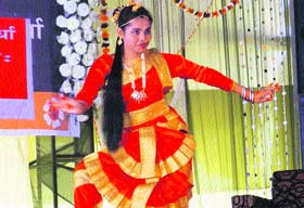 A student of the Rashtriya Sanskrit Sanshthan performs at Pragpur on Monday