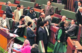 PDP legislators stage a walkout from the state Assembly over the Afzal issue on Monday