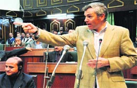 Chief Minister Omar Abdullah targeted the Peoples Democratic Party during the Assembly session on Monday