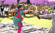 Rashpal Kaur, who is visually impaired, performs gatka at Gurdwara Singh Sabha, Sarabha Nagar, Ludhiana. 