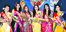 Students of the Commerce Department of the Post Graduate Government College for Girls, Sector 11, during a farewell party in Chandigarh on Wednesday