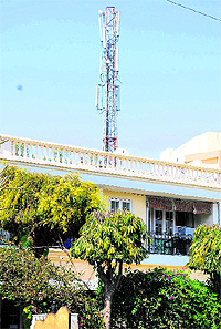 A mobile tower located in a residential area, Sector 10, Chandigarh