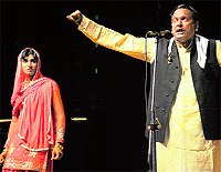 Artistes present an item during the Saang festival at the Tagore Theatre in Chandigarh on Wednesday
