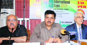 Organisers of the Indo-Pak International Trade Expo-2013 address the media in Jalandhar on Wednesday.