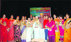 Women being honoured by the state BJP at a function in Dehradun on Thursday. Tribune photo: Vinod Pundir