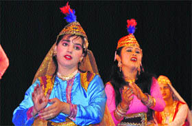 Performers during a function organised by the Social Welfare Board to celebrate International Womens Day in Jammu on Thursday. 