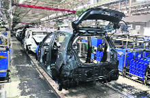 Vehicle assembly line at a Maruti Suzuki plant 