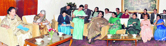 Governor NN Vohras wife Usha Vohra chairs a meeting of the Association for Social Health in India in Jammu on Friday.