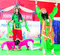 Students perform during the 16th Youth Girls Fest-2013 at Mai Bhago Polytechnic College in Amritsar on Saturday.
