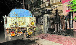 A private water tanker supplies water to a house at Phase 3B1 in Mohali on Friday