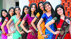 Students of PGGCG-11 pose for a photograph during a farewell party in Chandigarh on Saturday