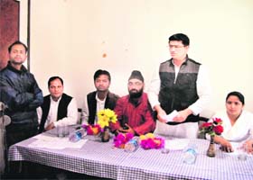 State Youth Congress president Anand Rawat addresses a gathering in Mussoorie on Saturday