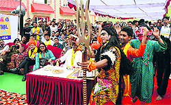 Participants during a function held to mark the beginning of Shiv Khori mela at Ransoo on Saturday