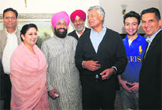 New Punjab Congress chief Partap Singh Bajwa, CLP leader Sunil Jakhar and other Congress leaders at the formers residence in Chandigarh on Saturday.