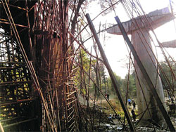 The collapsed part of a flyover. The PWD will construct the flyover with a new design.