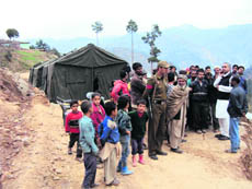 Landslide victims meet Ramban MLA Ashok Kumar in Batote on Sunday