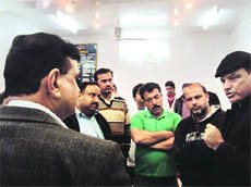 Deputy Director, Health, Jammu, Dr BR Sharma meets people in Batote. 