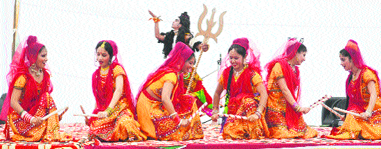 A performance during the Shiv Khori festival at Ransoo on Monday. 