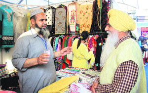 A visitor to the Indo-Pak International Expo 2013 at Desh Bhagat Yadgar Hall in Jalandhar on Monday.