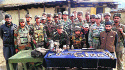 The ammunition recovered from a militant hideout by the Army in Reasi district. A Tribune photograph 