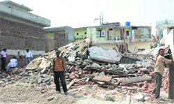 A demolished shop in Ludhiana.