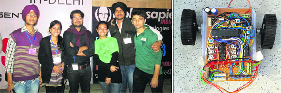 The team from the Punjab Technical University Giani Zail Singh campus that shone at the IIT Delhi technical festival; a technical innovation that formed part of the fest.