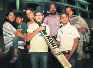 Members of a family who have been putting up at the JW Marriott hotel in Chandigarh to get a chance to meet star cricketers. 