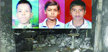 Three victims out of four who charred to death in a fire in a shoe factory in Mangolpuri on Tuesday. 