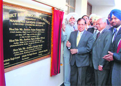 Justice AK Sikri, Chief Justice of the Punjab and Haryana High Court, inaugurates an Alternative Dispute Resolution (ADR) Centre in Patiala on Tuesday. 