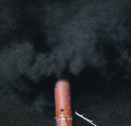 Black smoke rises from the chimney on the roof of the Sistine Chapel after first vote on Tuesday. 