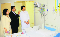 Haryana Health Minister Rao Narender Singh (extreme right) during a visit to the Ahilya Womens Health Care in Panchkula.