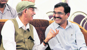 Dr Anand Teltumbde (right), kin of Dr BR Ambedkar, at a function organised by the Samta Sainik Dal in Jalandhar.