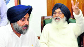 The CM and Deputy CM at a press meet in Chandigarh on Wednesday.