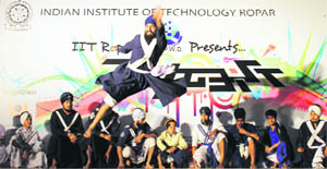 Volunteers of Amar Shaheed Dhan Dhan Baba Deep Singh Ji Gatka Akhara, Gurdwara Bhatha Sahib, display martial arts skills at the annual cultural festival of the IIT-Ropar on Thursday.