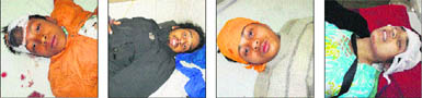 Some of the injured admitted in Phagwara Civil Hospital on Thursday. 