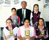 Students of MV International School with prizes in Jammu.